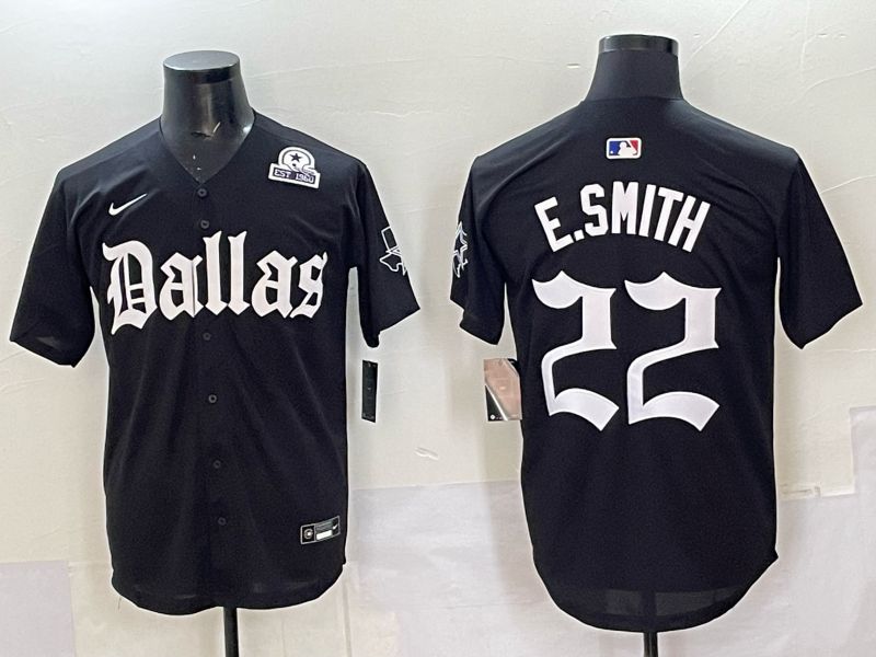 Men 2025 Nike Dallas Cowboys #22 E.Smith Black 5th generation Joint Name Limited NFL Jersey 014